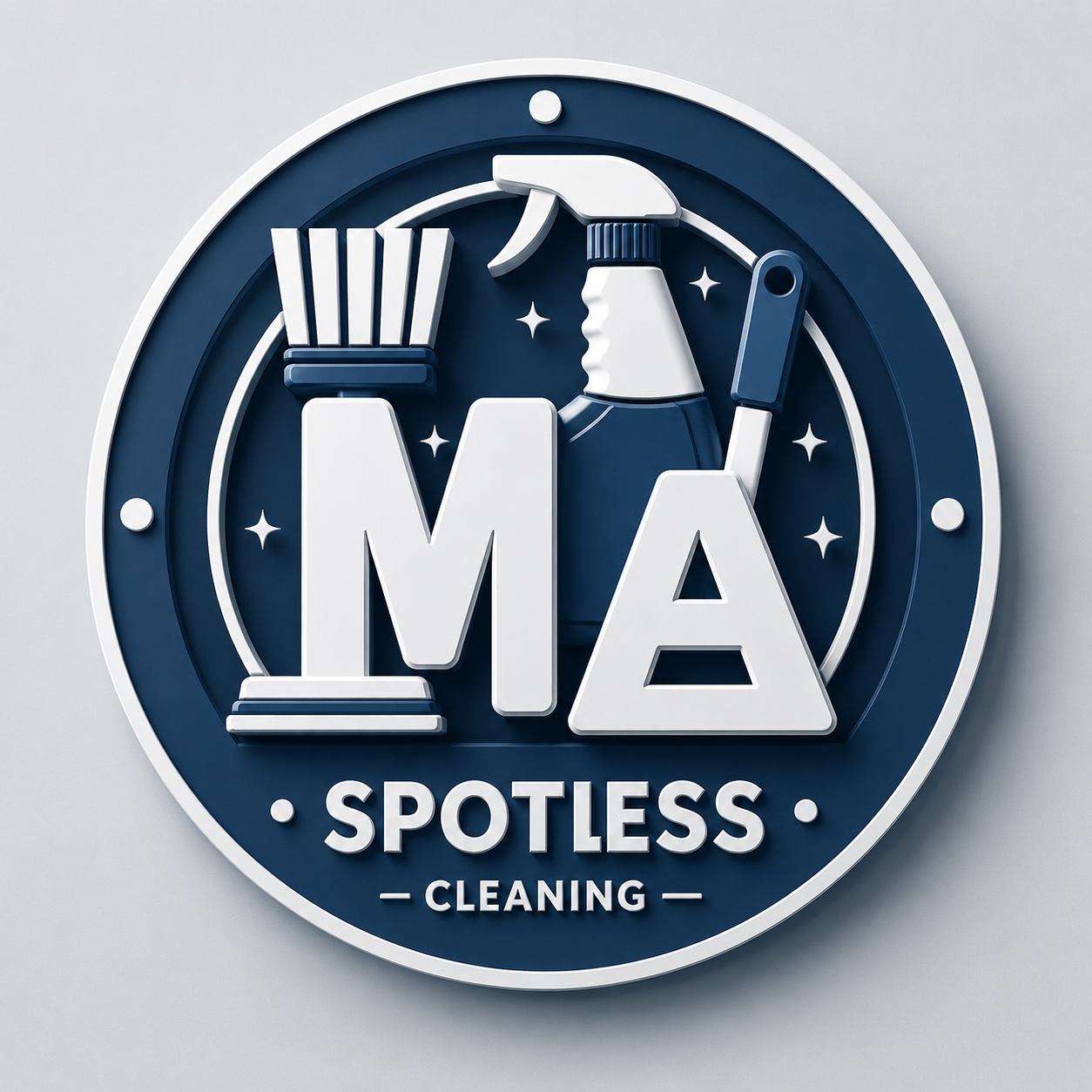 M&A Spotless Cleaning navy service emblem